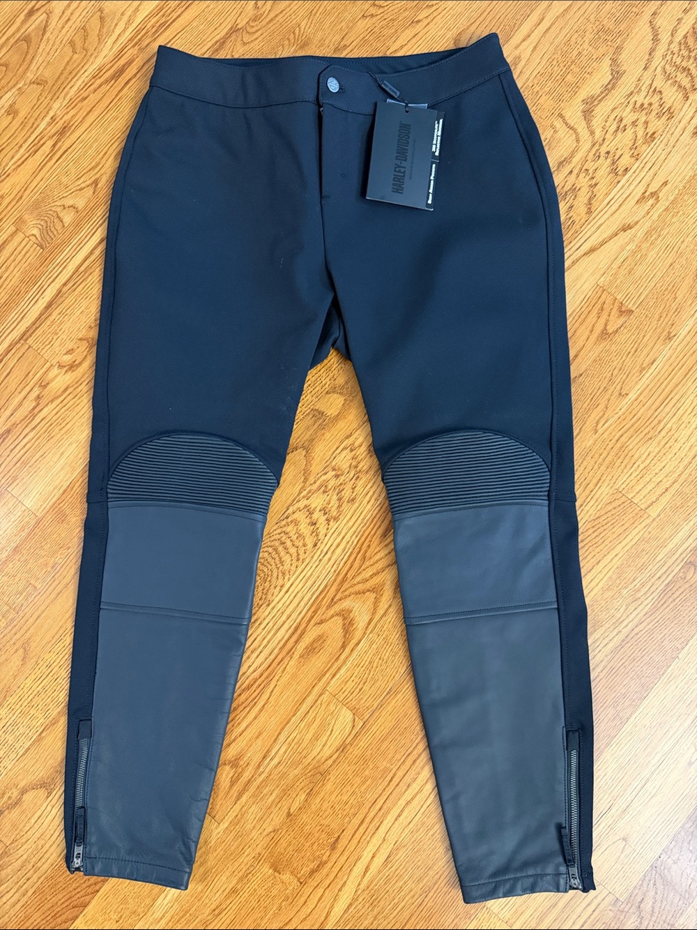 Harley-Davidson Men's Black Mixed Media Vapor Leather Riding Pants NEW 34